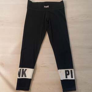 PINK Victoria's Secret Black Yoga Leggings with Logo Band Size Large